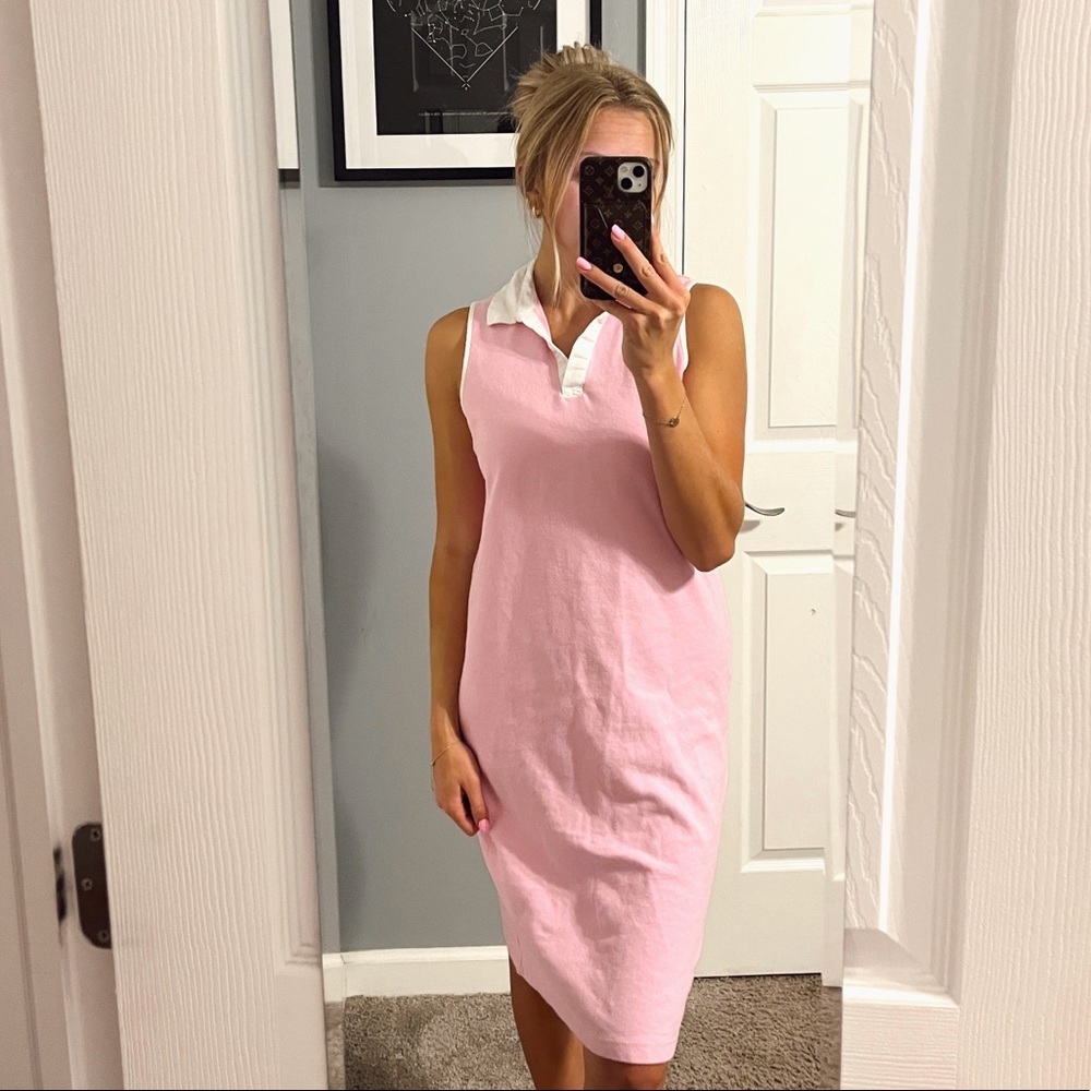 Y2K Pink & White Collared Dress